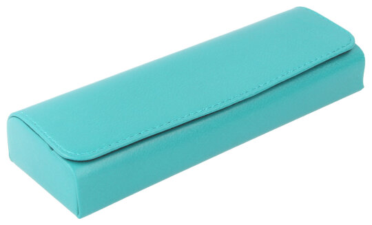Schickes graziles Brillenetui "Berlin" aus weichem Echt-Leder mit Magnetverschluss in Türkis