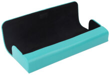 Schickes graziles Brillenetui "Berlin" aus weichem Echt-Leder mit Magnetverschluss in Türkis