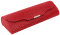 Modernes Brillenetui "Nice" aus rotem Wild-Leder mit Muster und Druckknopfverschluss