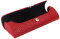Modernes Brillenetui "Nice" aus rotem Wild-Leder mit Muster und Druckknopfverschluss