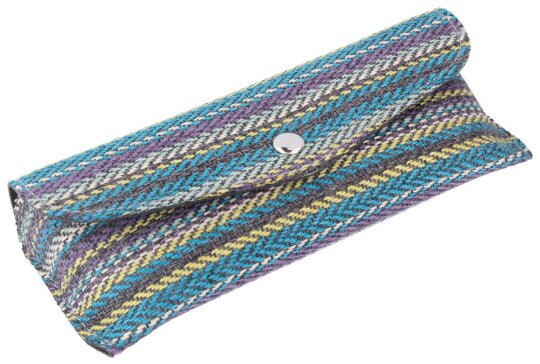 Stylisches Etui "Sardinien Vibe" mit Stoffbezug und Druckknopf in Blau