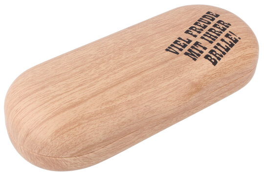 Rustikales Hartschalen-Brillenetui SUMATRA WOOD "Viel Freude" in Holzoptik in Hellbraun