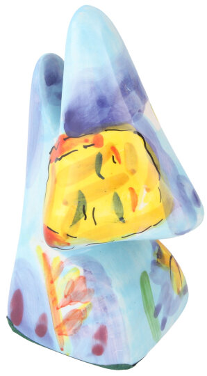 Schicker Brillenhalter "Nase" aus Polyresin - Motiv Blau-Bunt