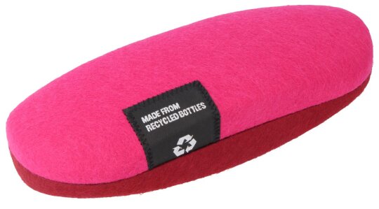 Buntes Brillenetui mit Metallscharnier und Filzbezug aus recycelten PET-Flaschen "BELFAST" in Pink - Bordeaux