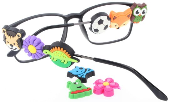 Niedliche Schmuck - Charms "BLINX" aus 3D - Softgummi als Accessoires für Brillenbügel