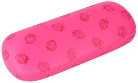 Fröhliches Brillenetui Elba Joy Fruity mit Erdbeeren - Motiv im knalligen Pink