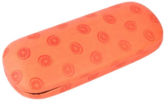 Fröhliches Brillenetui "Elba Joy Fruity" mit Grapefruit - Motiv im leuchtenden Orange