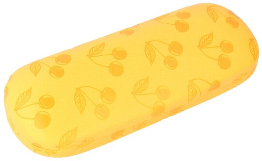 Fröhliches Brillenetui "Elba Joy Fruity" mit Kirschen - Motiv im leuchtenden Orange