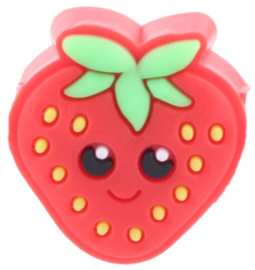 Niedliche Schmuck - Charms "BLINX" aus 3D - Softgummi als Accessoires für Brillenbügel Erdbeere