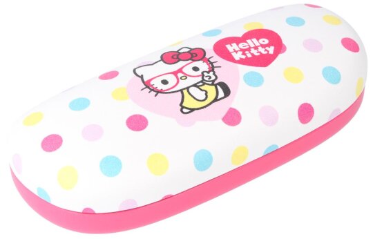 Hübsches Hartschalen - Brillenetui mit Hello Kitty Motiv in Bunt mit Tupfen