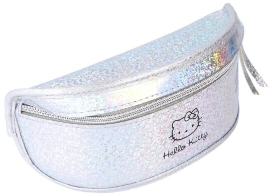 TollesTaschen - Brillenetui "Hello Kitty" mit Reißverschluss in Silber - Glitzer