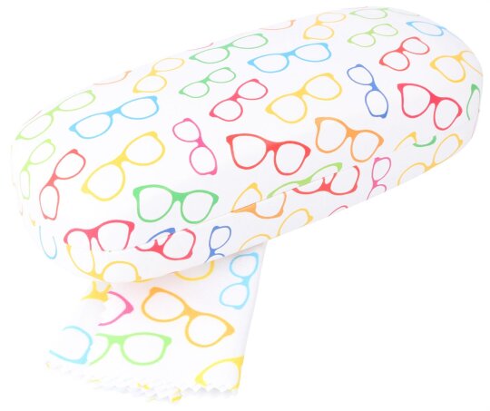 Stylisches Brillenetui " FRAMES " mit Mikrofasertuch in Weiß im Brillen-Design