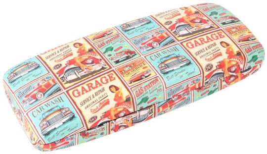 Brillenetui "VINTAGE" im angesagten Retro-Style mit klassischer Autowerbung