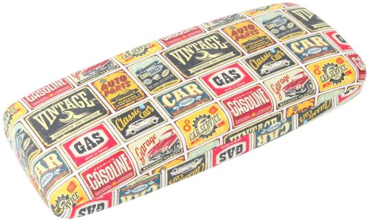 Brillenetui "VINTAGE" im angesagten Retro-Style mit klassischen Werbe -Schildern
