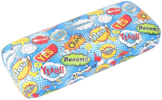 Witziges Brillenetui "COMICS" mit tollen Comicmotiven in einem kräftigen Blau