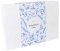 Schöne Ultra Klar Geschenkbox mit blauer Banderole mit floralem Muster und "Danke" -Aufdruck