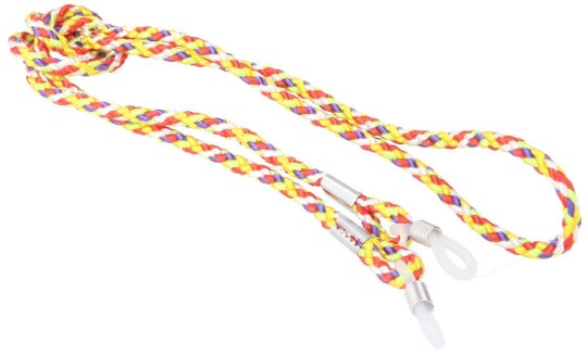 Flechtbrillenkordel aus Nylon mit Silikonschlaufe in Gelb - Rot