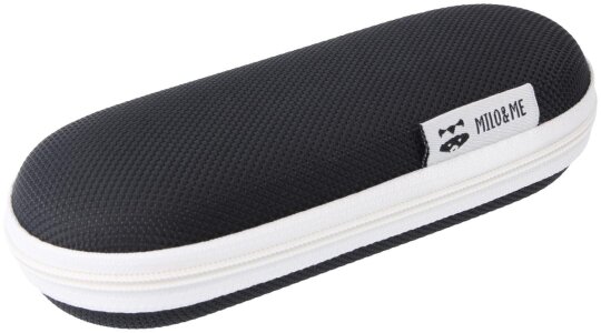 Niedliches Brillenetui "MILO & ME" in Schwarz mit Reißverschluss