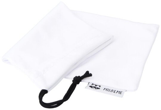 Niedlicher Mikrofaserbeutel "MILO & ME" in Weiß für Kinderbrillen