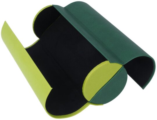 Modernes Doppel - Brillenetui "Duett Voyage" mit Magnetverschluss in zwei Grüntönen