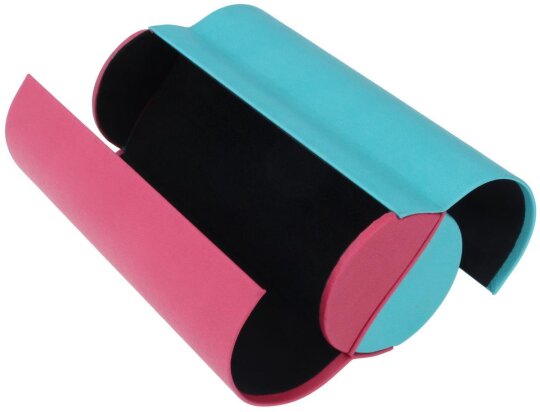 Modernes Doppel - Brillenetui "Duett Voyage" mit Magnetverschluss in Türkis-Pink