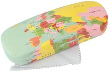 Tolles Hartschalenetui "World Map" im Vintage-Style inkl. Microfasertuch