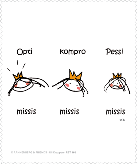 Brillenputztuch / Microfasertuch von Rannenberg & Friends "Opti-Pessi-Kompro Missis"