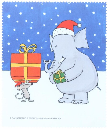 X - Mas Brillenputztuch von Rannenberg & Friends "Elefant, Maus & Geschenke"