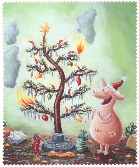 X-Mas Brillenputztuch von Rannenberg & Friends "Weihnachten mit dem Chaos Schwein"