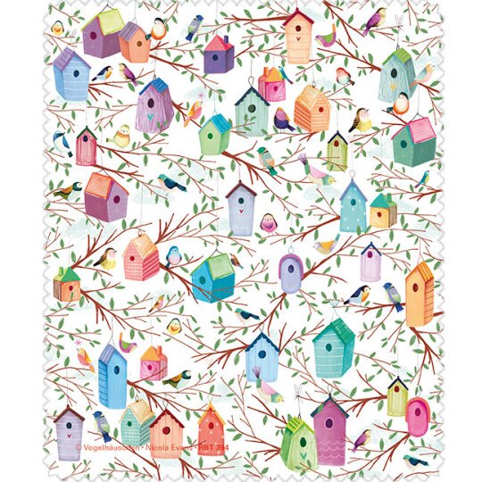 Microfasertuch / Brillenputztuch von Rannenberg & Friends "Vogelhäuschen"