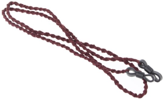 Spiralförmiges CROAKIES Stoff - Brillenband / -kordel mit Silikonende in Dunkelbraun