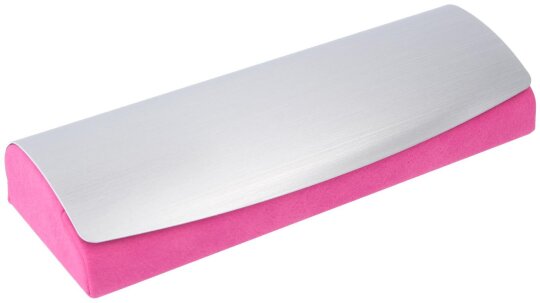 Schickes Brillenetui aus Velourskunstleder in PINK mit hochwertigem Metalldeckel