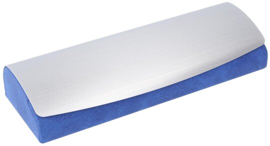 Schickes Brillenetui aus Velourskunstleder in BLAU mit hochwertigem Metalldeckel