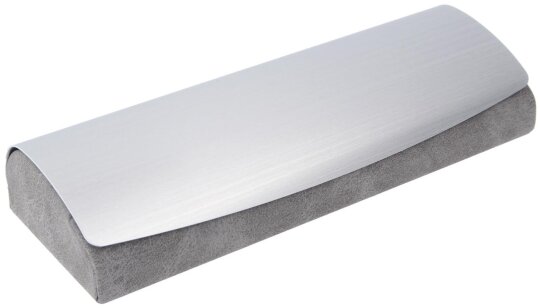 Schickes Brillenetui aus Velourskunstleder in Grau mit hochwertigem Metalldeckel