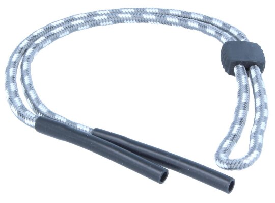 Justierbares Brillenband mit Grip - Stopper und Tube - Endstück in Grau - Weiß