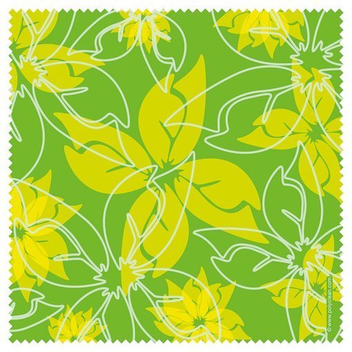 Hochwertiges Polyclean Microfasertuch mit Blumen "Flowers Grün - Gelb"