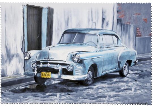 Mikrofaser - Brillenputztuch von FRIDOLIN Cuba Classics "Chevrolet" 12,5 x 17,5 cm