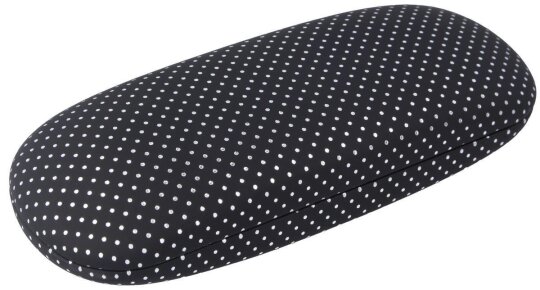 Edles, schwarz gepunktetes Hartschalen - Brillenetui ANNA mit Metallscharnier