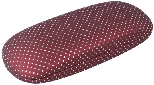 Edles, bordeaux gepunktetes Hartschalen - Brillenetui ANNA mit Metallscharnier