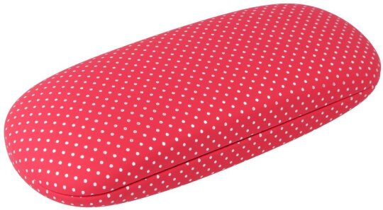 Edles, rot gepunktetes Hartschalen - Brillenetui ANNA mit Metallscharnier