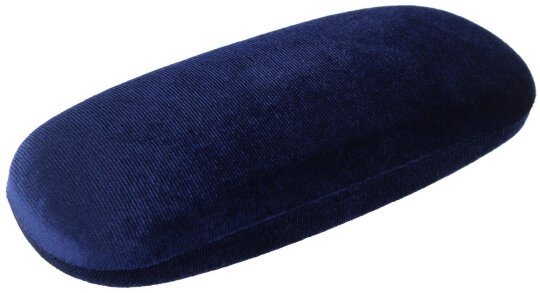 Edles Hartschalen - Brillenetui ROKOKO mit Bezug im Samtlook in Dunkelblau