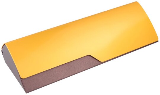 Elegantes, dreieckiges Aluminium - Brillenetui 685 - 77 in Braun / Gold glänzend