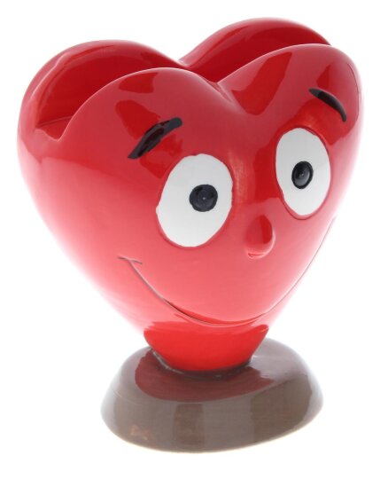 Verspielter Brillenhalter HERZCHEN aus Polyresin mit fröhlichem Smile - Gesicht