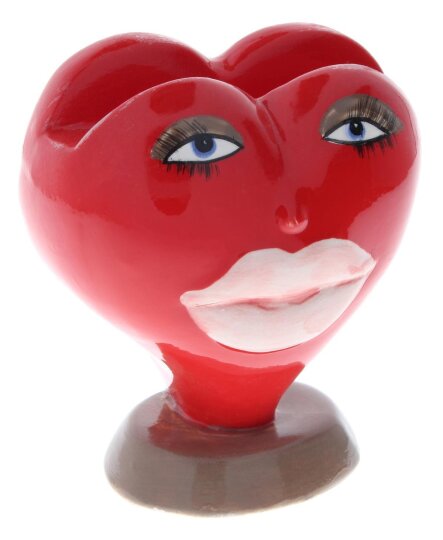 Verspielter Brillenhalter HERZCHEN aus Polyresin mit tollem Knutsch - Gesicht