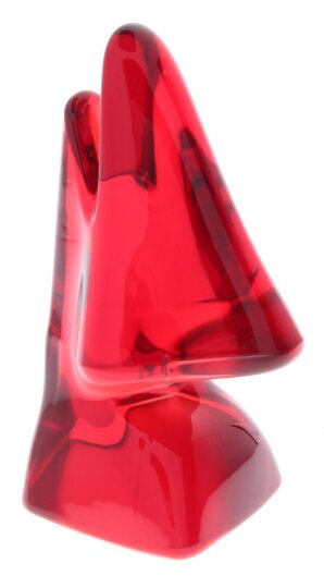 Stilvoller Brillenhalter NASE aus Glas in einem kräftig schimmernden Rot