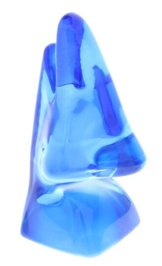Stilvoller Brillenhalter NASE aus Glas in einem kräftig schimmernden Blau