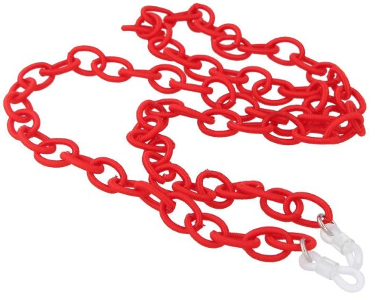 Sehr leichte Stoff - Brillenkette mit gewebten Kettengliedern im eleganten Rot