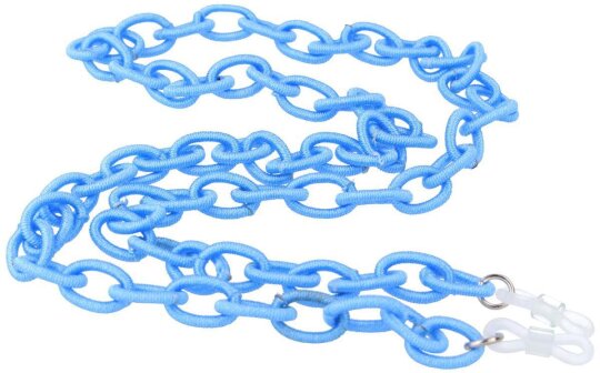 Sehr leichte Stoff - Brillenkette mit gewebten Kettengliedern im eleganten Blau