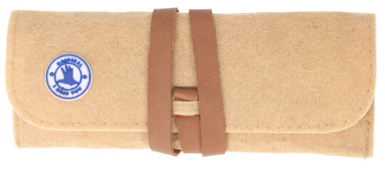 Weiches Einsteck - Brillenetui TAILOR in Hellbraun mit Lederband zum verschließen