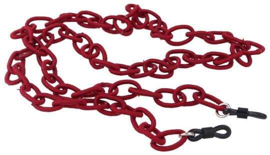 Sehr leichte Stoff - Brillenkette KF31 mit gewebten Kettengliedern in Bordeaux